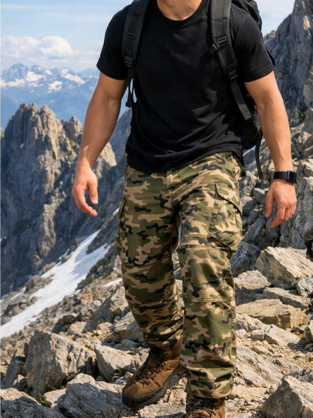 A must have Men's Camo Cargo Pants - Olive Camo